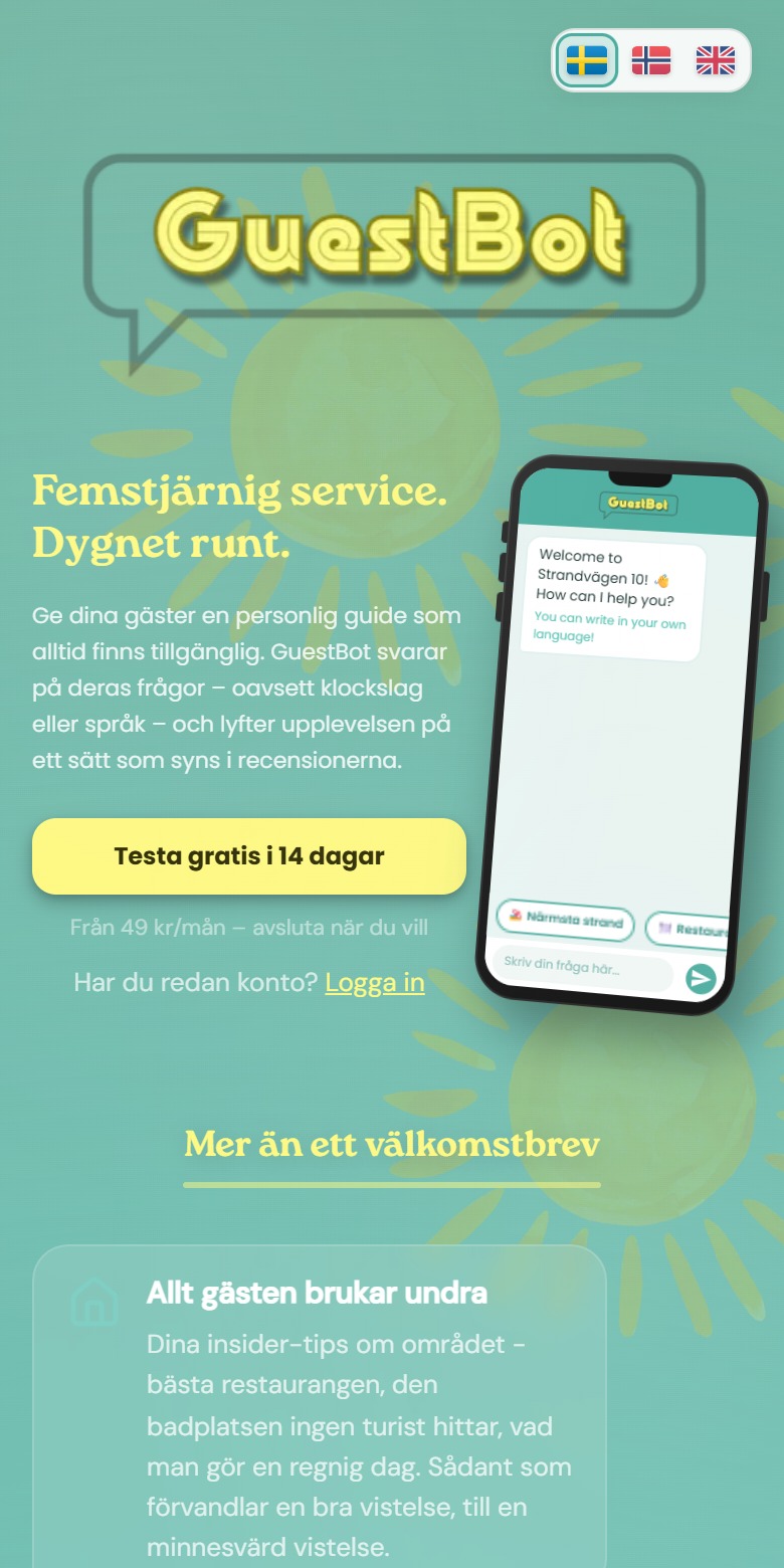 GuestBot i sin mobilanpassade version